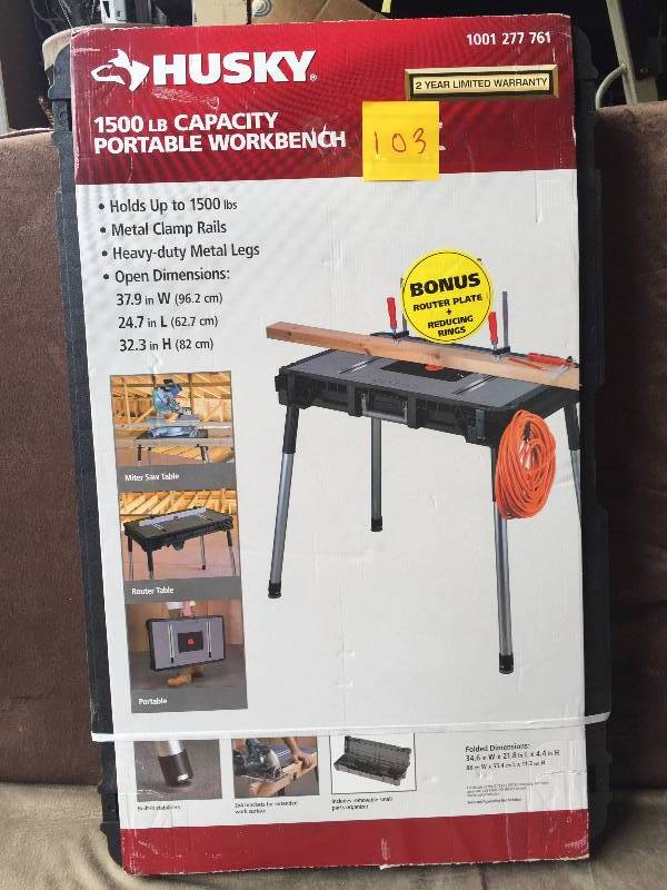 Husky 1.8 ft. x 3 ft. Portable Jobsite Workbench