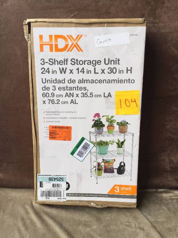 HDX 3-Shelf 24 in. W x 14 in. L x 30 in. H Storage Unit