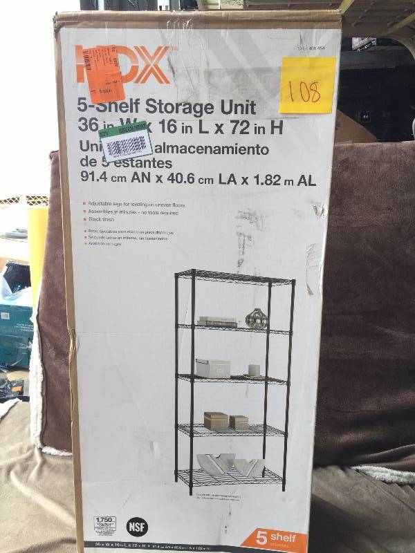 HDX 5-Shelf 36 in. W x 16 in. L x 72 in. H Storage Unit