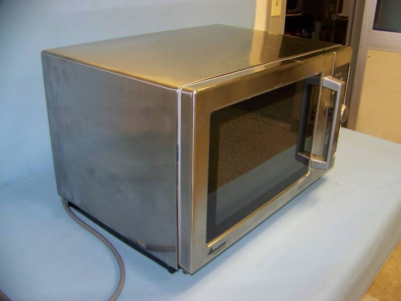 lot 47 image: Amana, Commercial Grade, 1000 Watt, Stainless Steel Microwave