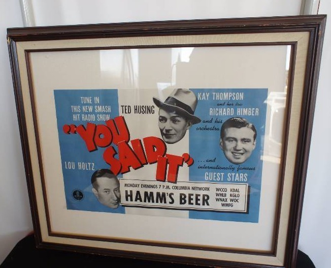 lot 6 image: Framed Hamms Beer Ad with Lou Holtz