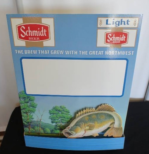 lot 24 image: Schmidt Beer Priceboard with Large Mouth Bass in Motion