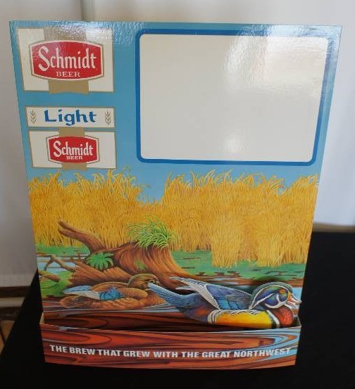lot 25 image: Schmidt Beer Priceboard with Wood Duck in Motion