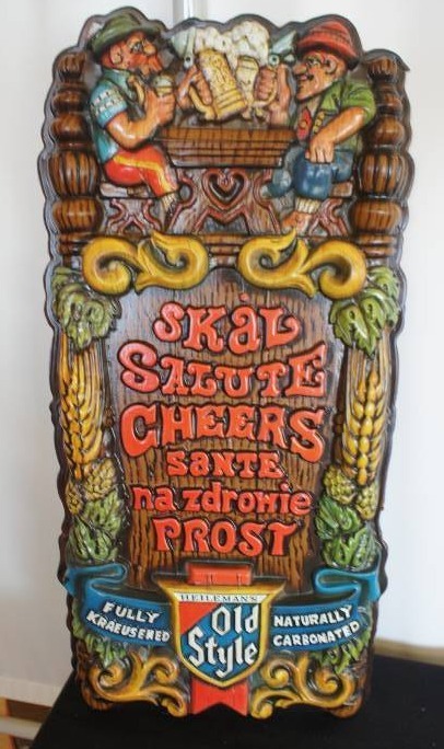 lot 36 image: Heilmans Old Style Cheers in Six Languages Sign
