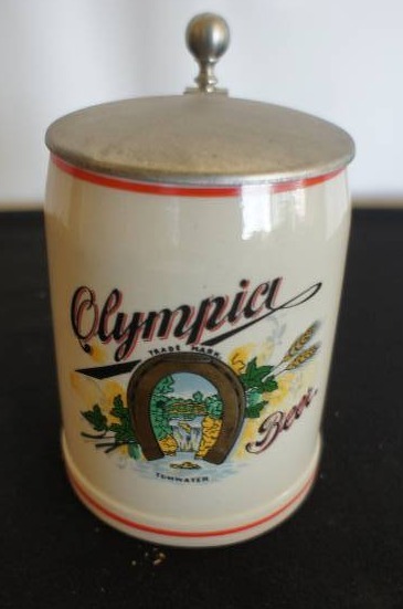 lot 51 image: Olympia Beer Ceramarte Lidded Stein