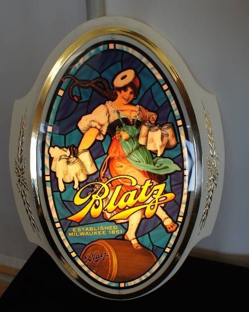 lot 82 image: Blatz Valarie Girl Oval Shaped Lighted Sign