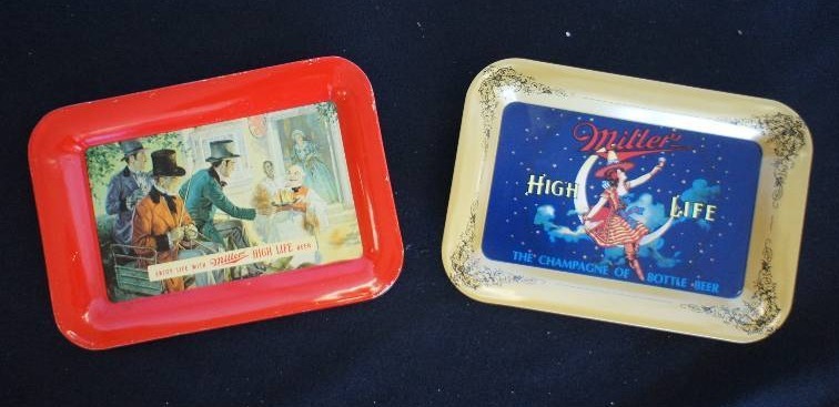 lot 103 image: (2) Miller High Life Victorian Tip Tray