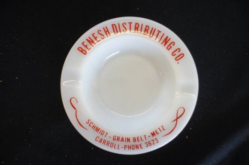 lot 105 image: Benesh Distributing Co. Milk Glass Ashtray