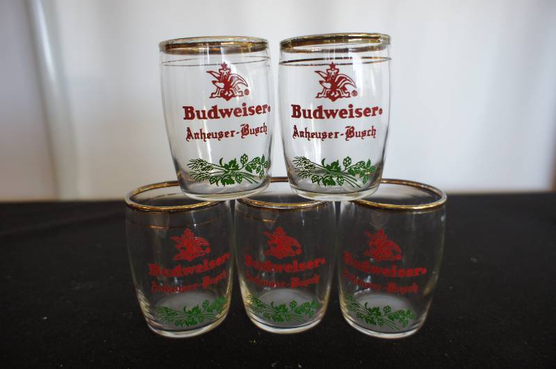 lot 123 image: Set of 5 Budweiser Barrel Glasses