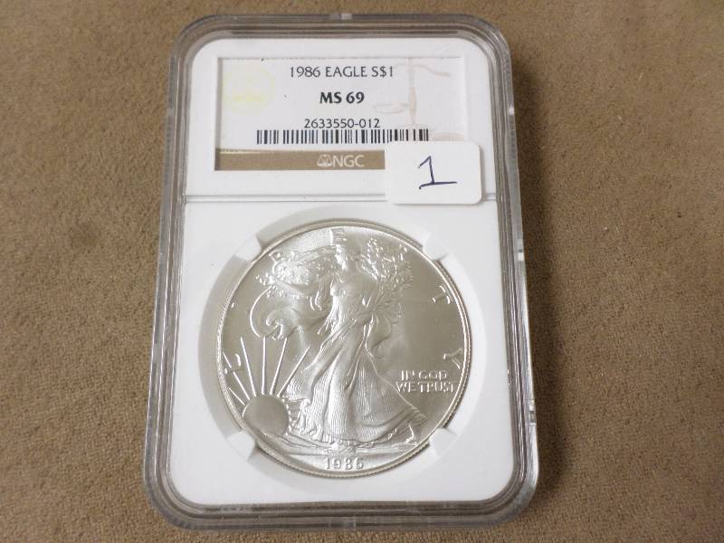 NGC Graded MS69 1st Year Silver Eag...