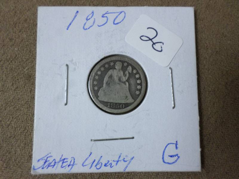 1850 Seated Liberty Dime, G...