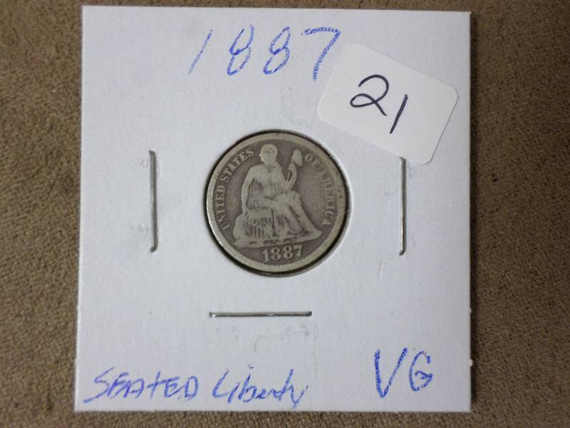 1887 Seated Libery Dime, VG...