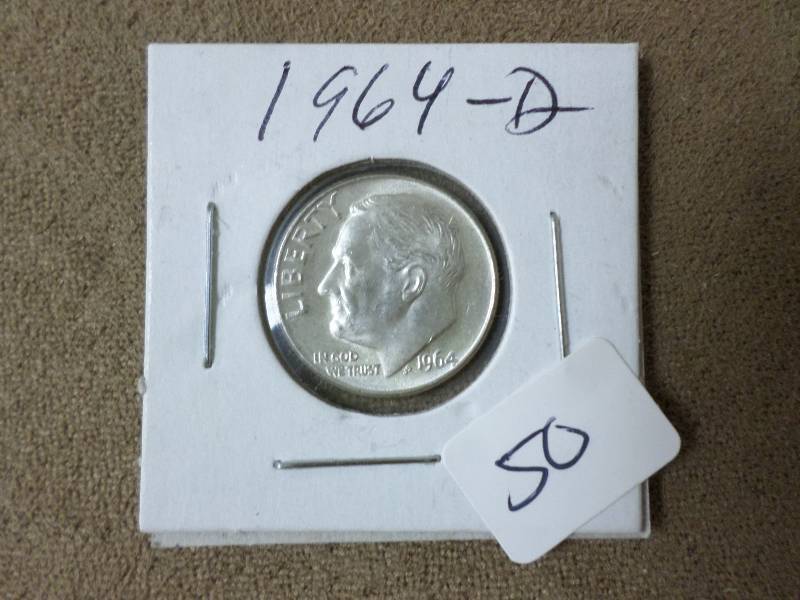 1964-D Dime, A Choice Considered MS...
