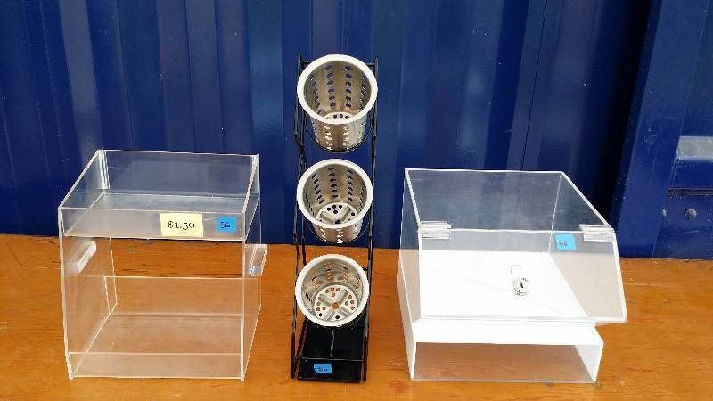 Lot of 2 Restaurant Food Displays & 1 Silverware Display