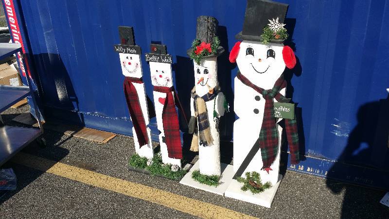 Lot of 3 Wooden Snowmen