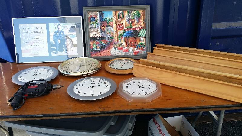 Lot of Decor - Clocks, Shelves, Pictures & Drill