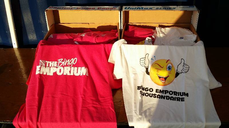 2 Boxes of New Bingo Emporium T-Shirts