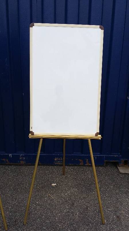 Brass Colored Metal 3 Leg Easel with White  Dry Erase Board