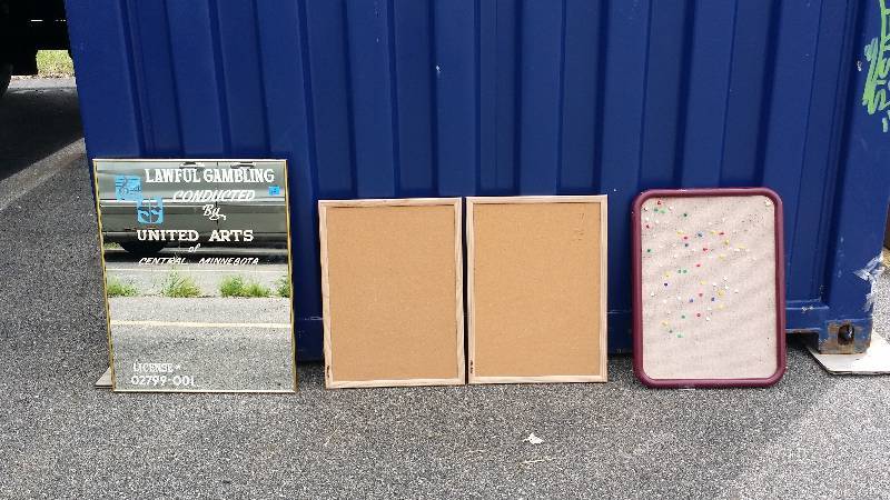 Framed Mirror & 3 Bulletin Boards