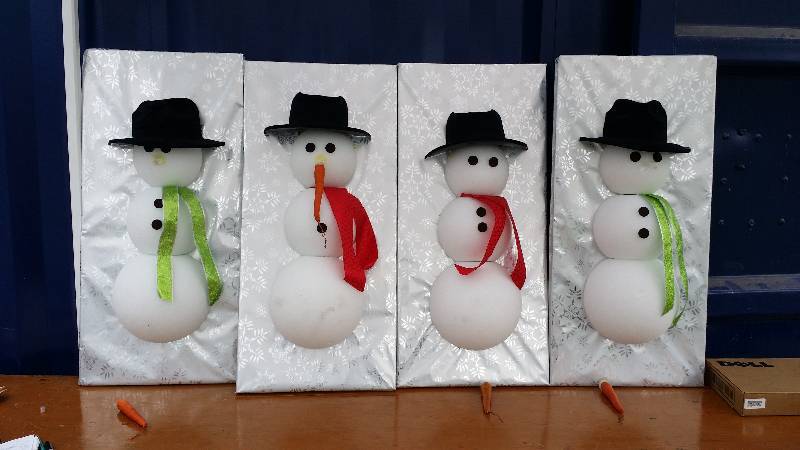 Lot of 4 Homemade Snowmen Decorations