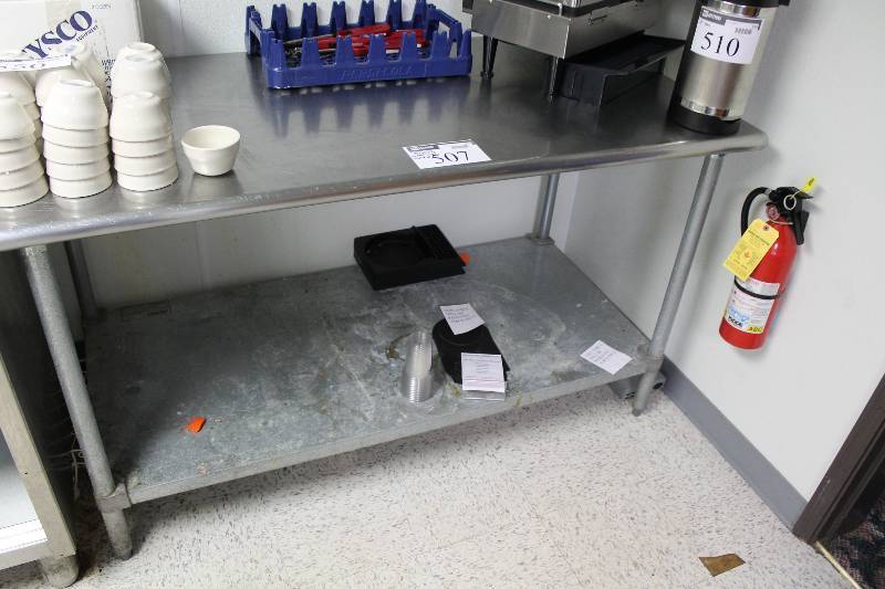 lot 507 image: Stainless Steel Prep Table wLower Shelf Contents Not Included 30 x60 x 36.