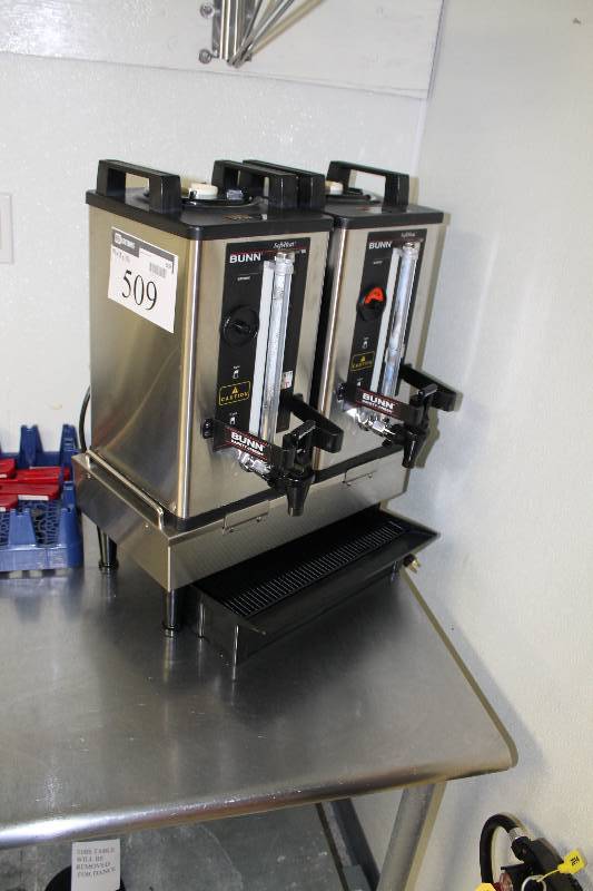 lot 509 image: Bunn Dual Spout Coffee Maker wLevel Markers Model SH Server 19 x 18 x 25.
