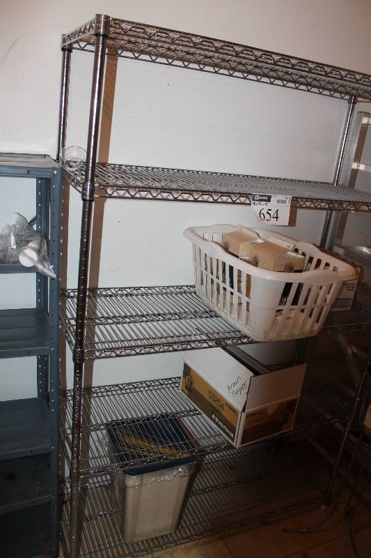 lot 654 image: Metal Grate Shelving Unit Does Not Include Contents 18 x 48 x 72.