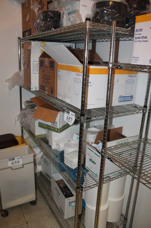lot 657 image: Metal Grate Shelving Unit Does Not Include Contents 24 x 60 x 74.