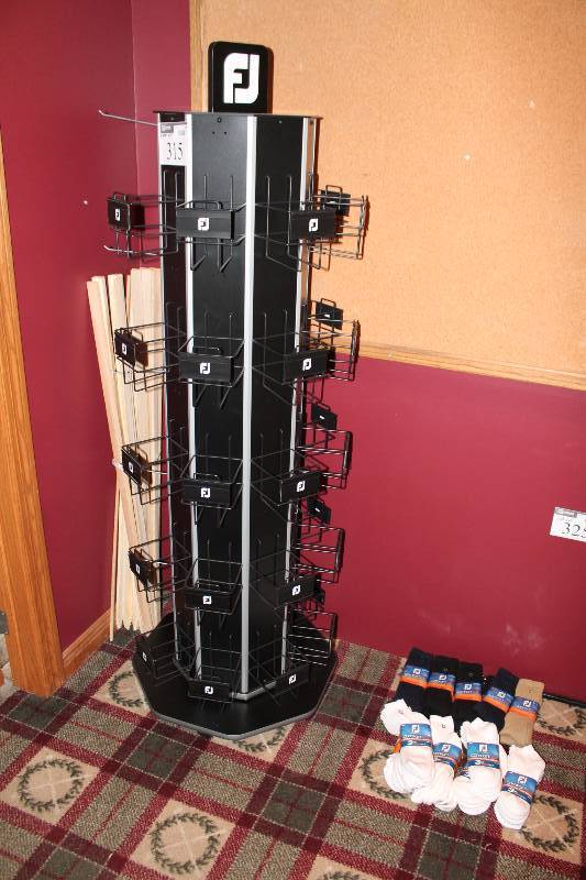 lot 315 image: Footjoy Display Stand wMultiple Detachable Shelves & Swivel Base 24 x 24 x 71.