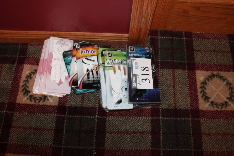 lot 318 image: Glove Lot Including Junior Glvoes Womens Attitude Golf Gloves Footjoy Rain Grip Gloves And more.