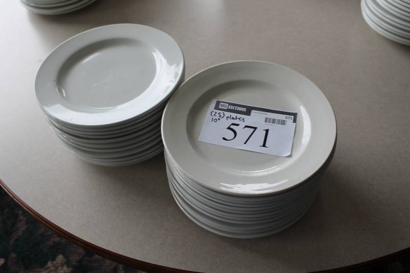 lot 571 image: Lot of (25) White Dinner Plates 10.