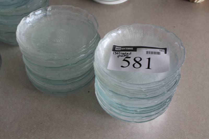lot 581 image: Lot of (30) Glass Salad Bowls 8 Decorative Style.