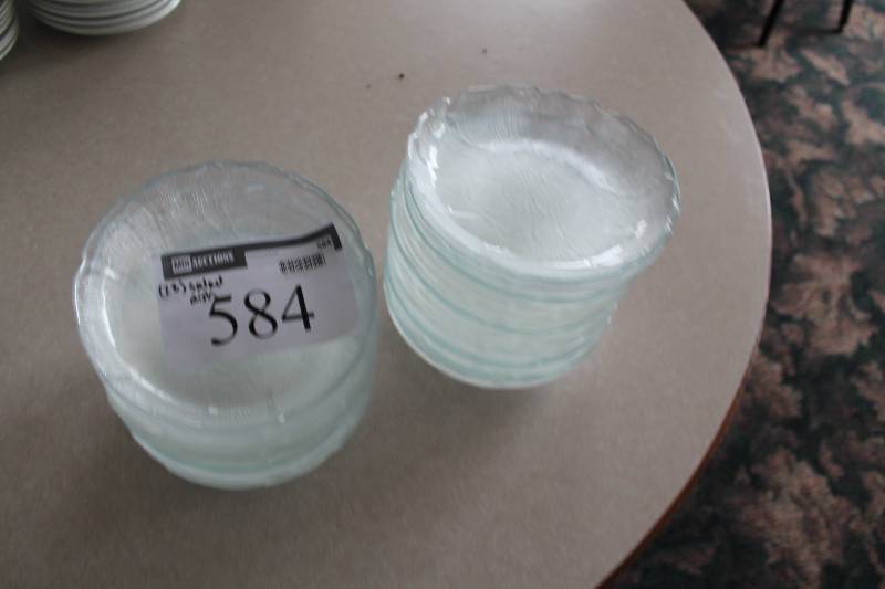 lot 584 image: Lot of (28) Glass Salad Bowls 8 Decorative Style.