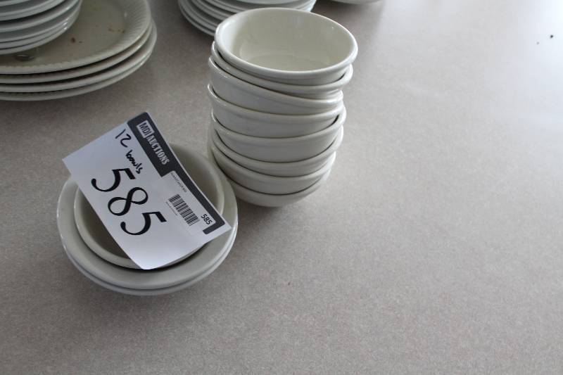 lot 585 image: Lot of (12) Ceramic Bowls 5.5 (9) 6.5 (2) 3.5 (1) White.