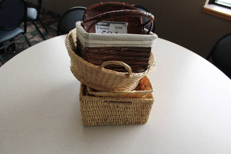lot 594 image: Lot of (6) Wicker Baskets.