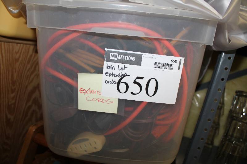 lot 650 image: Bin Lot of Extension Cords.