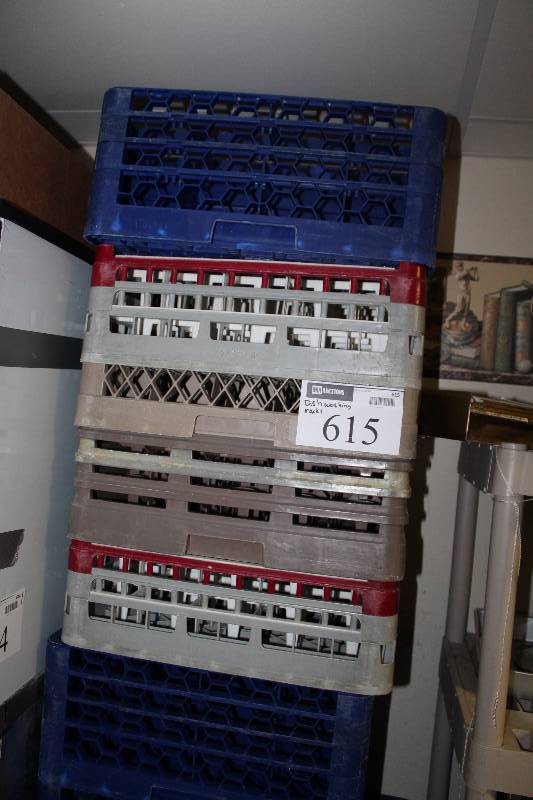 lot 615 image: Lot of Plastic Dishwashing Racks NSF Approved.