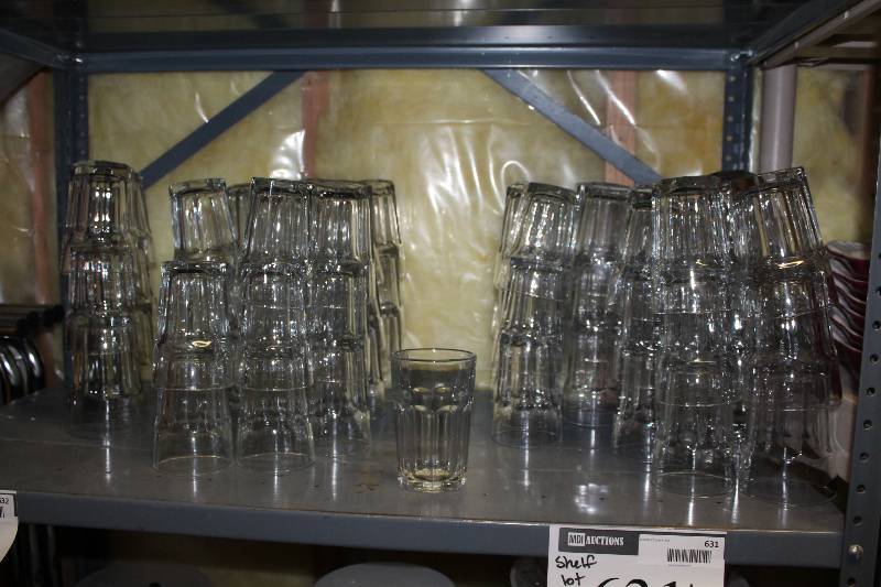 lot 631 image: Shelf Lot of Drinking Glasses.