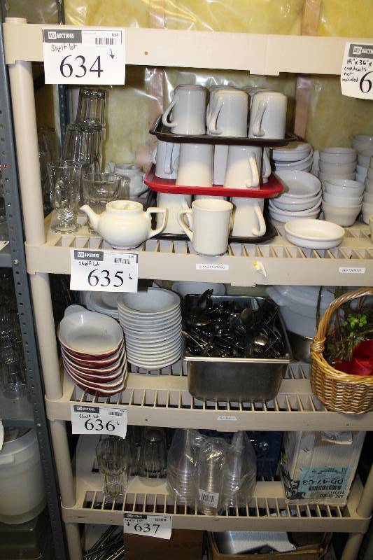 lot 623 image: Plastic Organizational Shelving Unit 19 x 36 x 67 Contents Not Included.