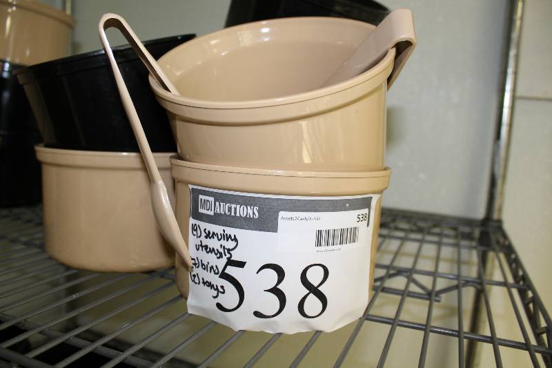 lot 538 image: Lot of Serving Utensils & Serving Bins.
