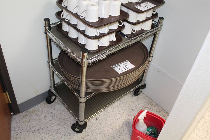 lot 515 image: Metal Cart wWire Grate Shelves Contents Not Included 18 x 31 x 33.