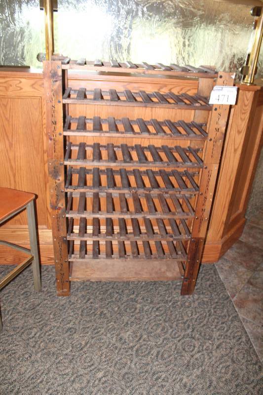lot 471 image: Wine Rack Multiple Shelves Wooden 12.5 x 36.5 x 58.