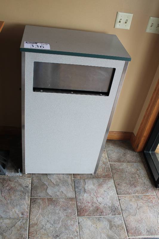 lot 336 image: Trash Bin Receptacle wPush Flap 13.5x 24.5 x 41.