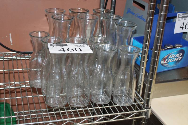 lot 460 image: Shelf Lot of Glass Carafes.