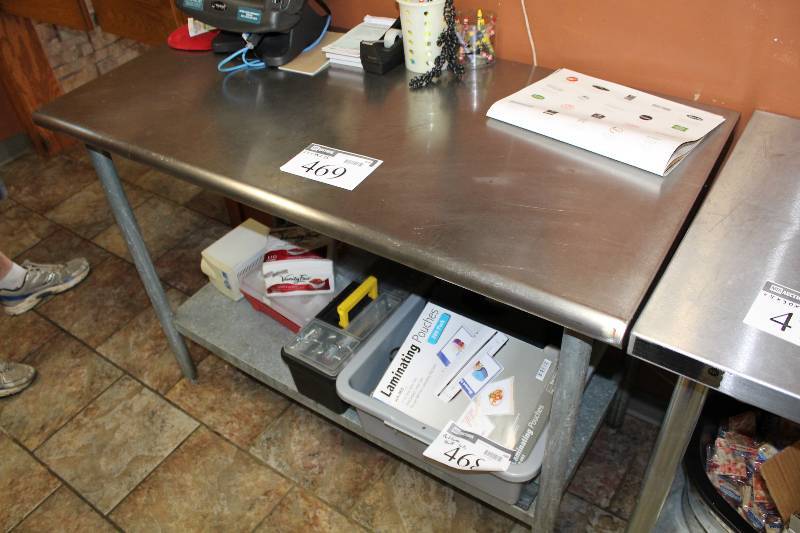 lot 469 image: Stainless Steel Prep Table wLower Shelf Contents Not Included 24 x 48 x 35.