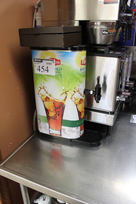 lot 454 image: Lot of (2) Including Container wTea Packets Ice Tea Dispenser wNozzle 6 x 17 x 24.