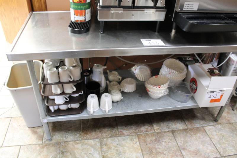 lot 456 image: Stainless Steel Prep Table wLower Shelf Contents Not Included 30 x 72 x 36.