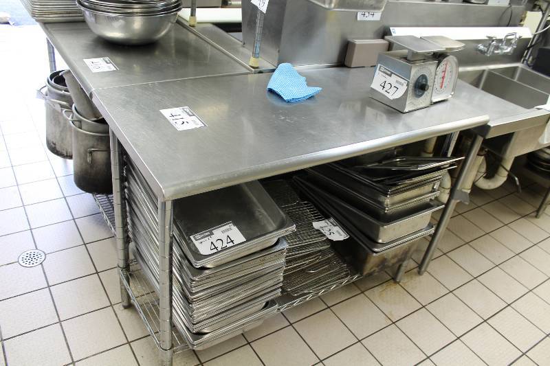 lot 415 image: Stainless Steel Metal Prep Table wLower Shelf Contents Not Included 24 x 49.5 x 35.