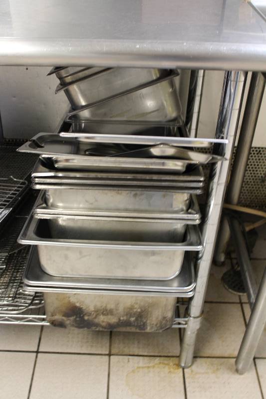 lot 426 image: Lot of (app. 18 ct) Stainless Steel Baking Trays & Steamer Trays Miscellaneous Shapes NSF Approved.