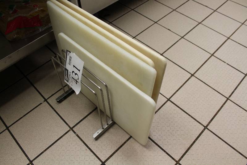 lot 431 image: Lot of (5) Including Plastic Cutting Boards (4) Cutting Board Stand.